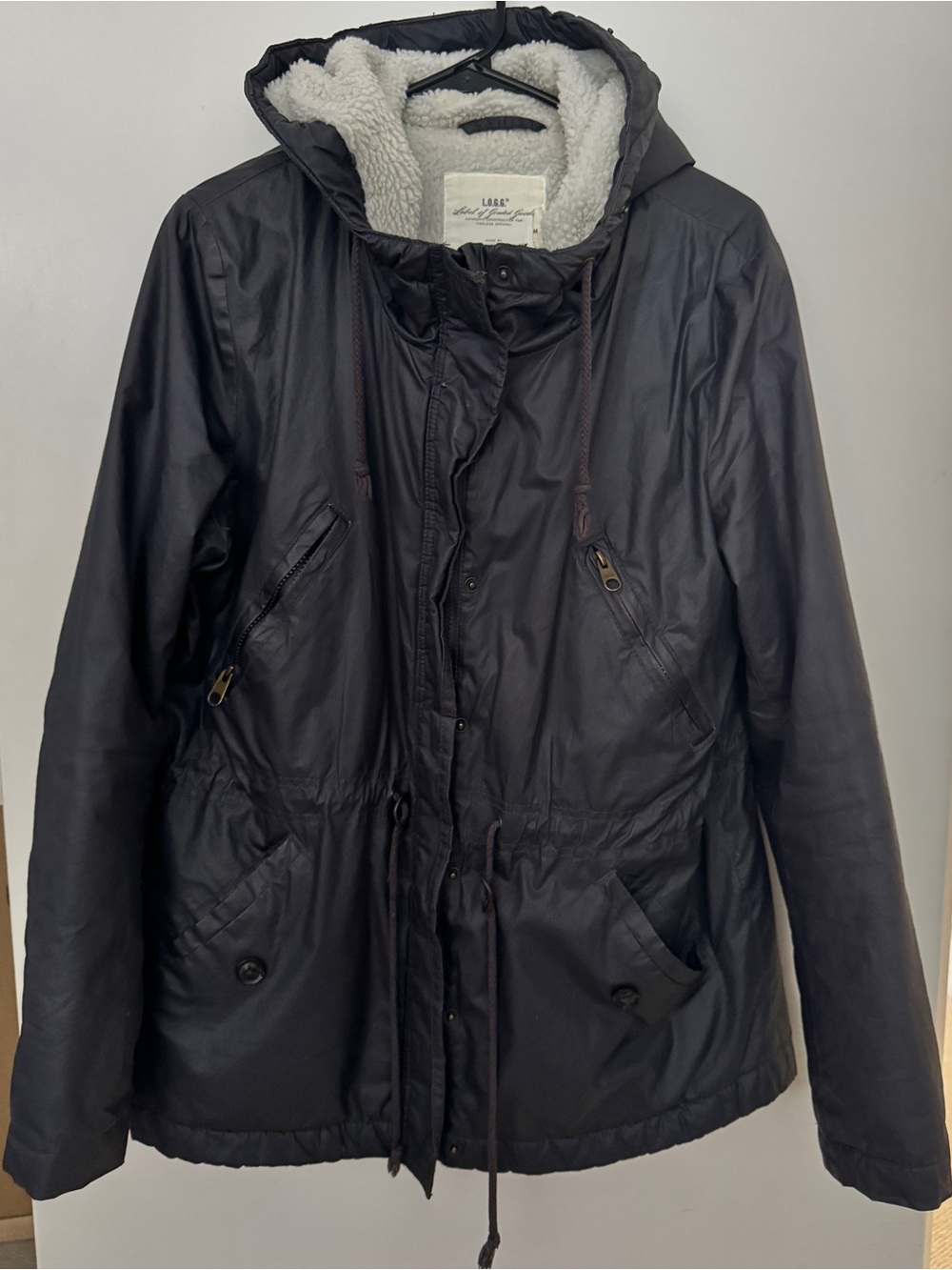 H&M Black Hooded Sherpa-Lined Field Jacket